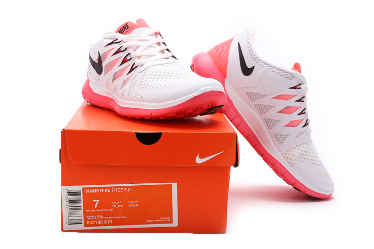 Nouveau Nike Free 5.0 femmes plus de blanc noir rose (5)